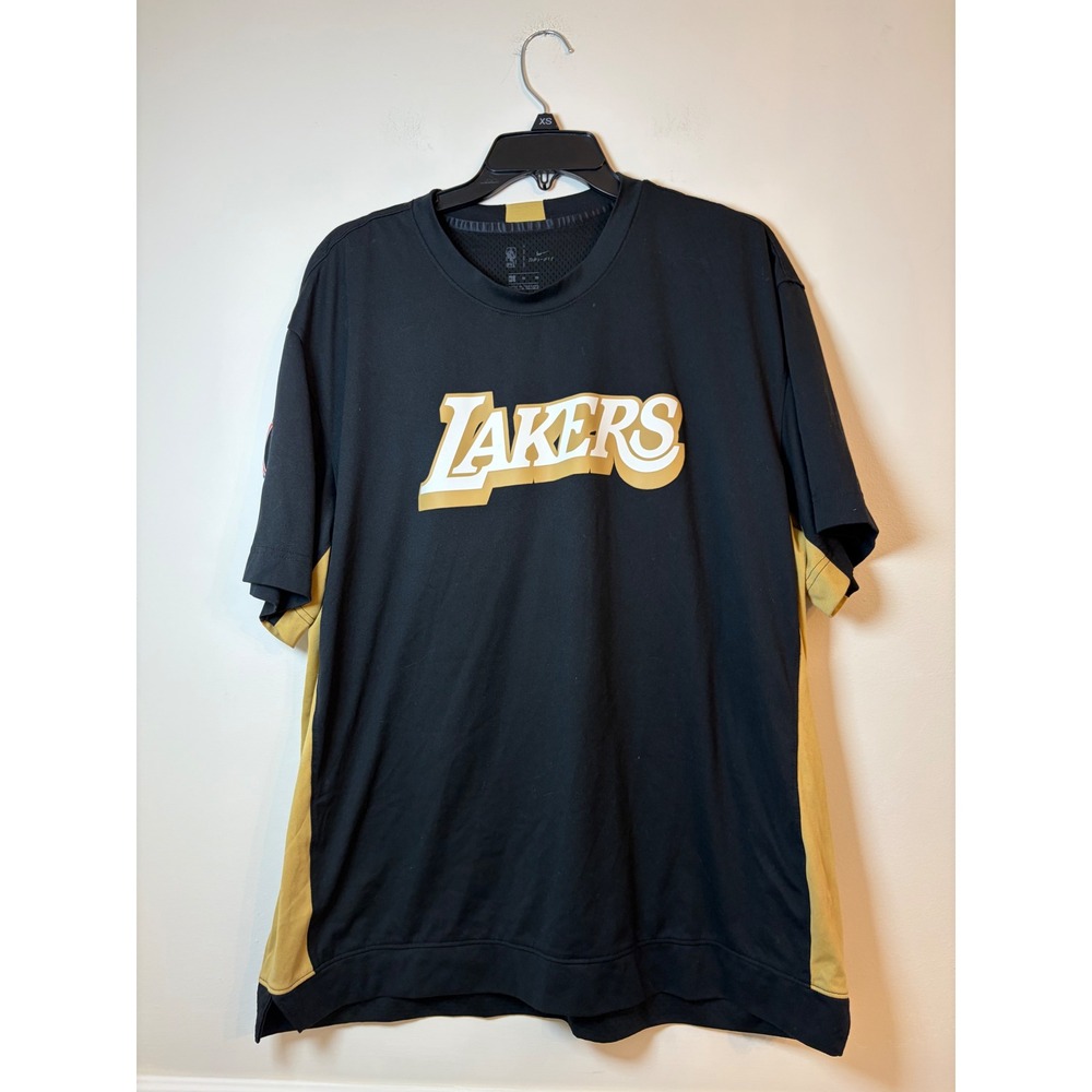 Nike Lakers T-Shirt Mens XL Black Dri-FIT Short Sleeve Basketball Performance